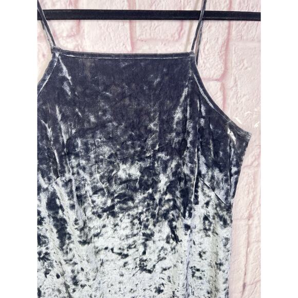T.D.C Strappy Whimsy Goth Crushed Velvet Gray Slip Dress Halter Neck Size M - Picture 3 of 7